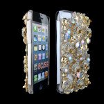 Wholesale iPhone 5C 3D Clear Crystal Skull Diamond Case (Gold)